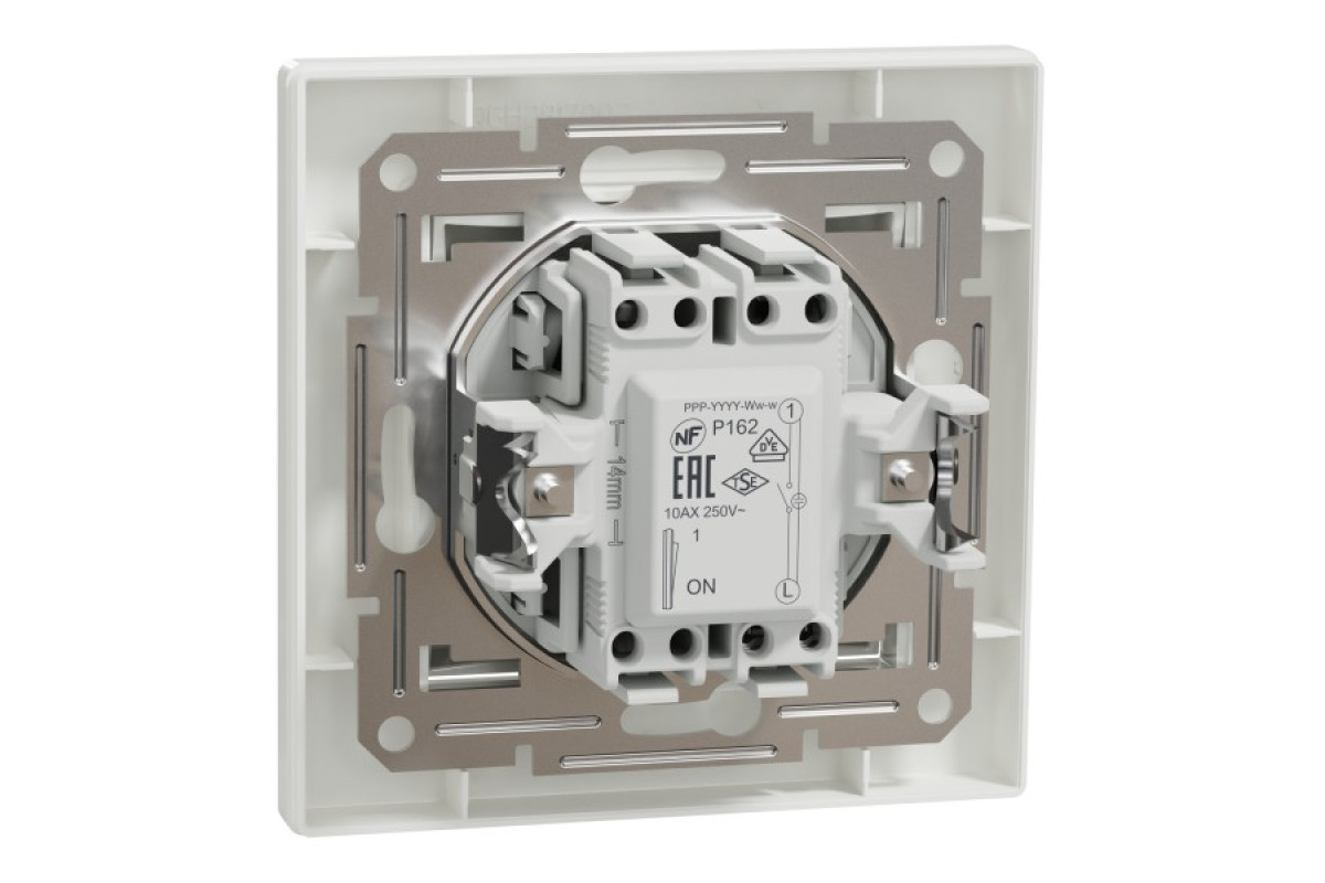 Вимикач одноклавішний, з підсвіткою, Самозажимний, Білий Asfora (EPH1400121)