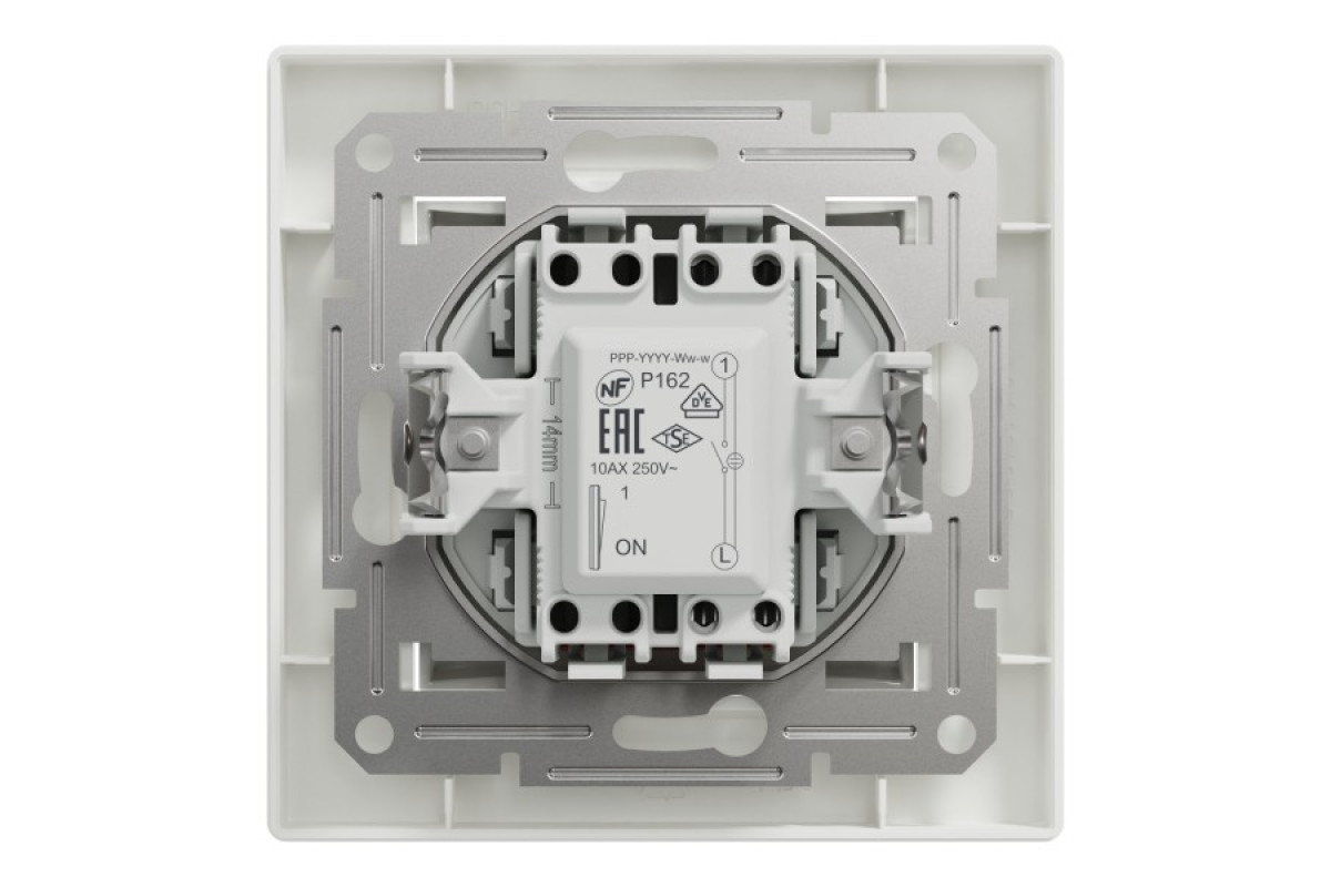 Вимикач одноклавішний, з підсвіткою, Самозажимний, Білий Asfora (EPH1400121)