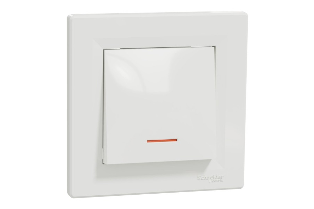 Вимикач одноклавішний, з підсвіткою, Самозажимний, Білий Asfora (EPH1400121)