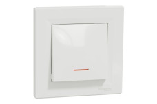 Вимикач одноклавішний, з підсвіткою, Самозажимний, Білий Asfora (EPH1400121)