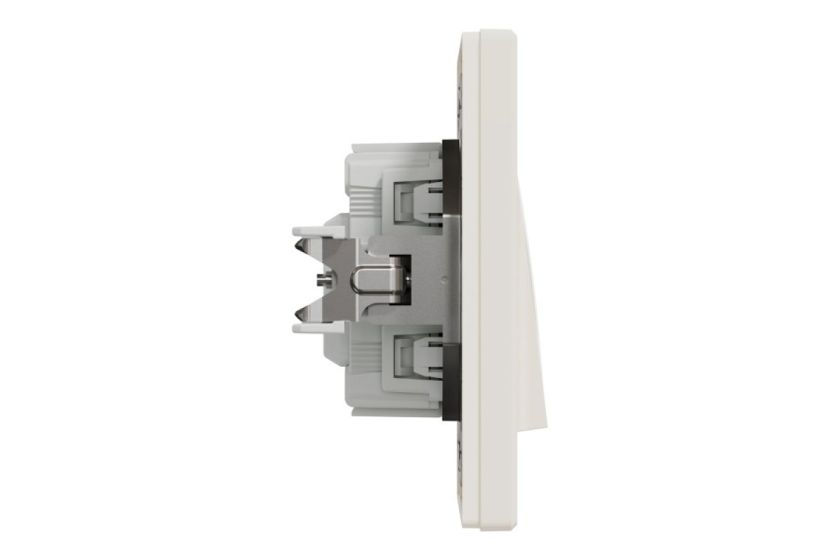 Вимикач одноклавішний, з підсвіткою, Самозажимний, Крем Asfora (EPH1400123)