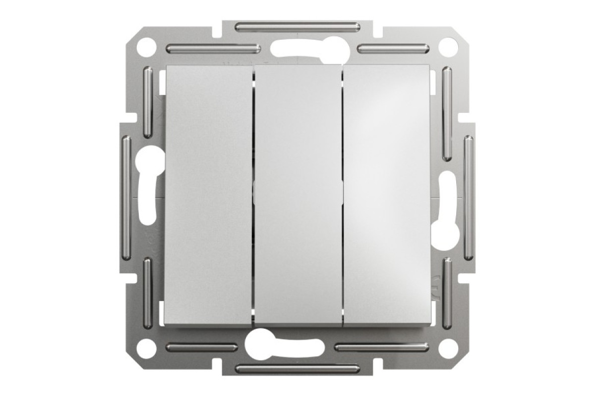 Вимикач трьохклавішний Алюміній Asfora (EPH2100161)