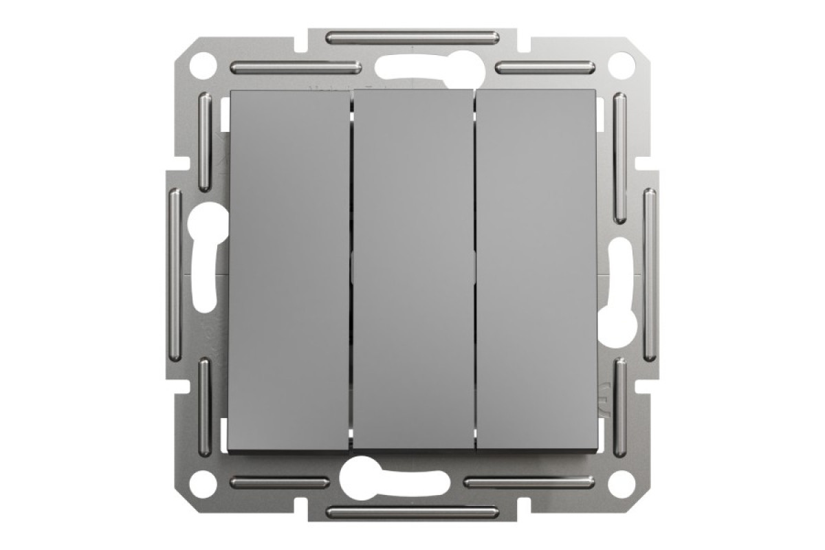 Вимикач трьохклавішний Антрацит Asfora (EPH2100171)