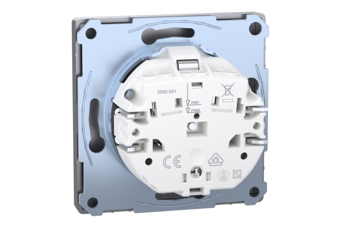 D-Life Розетка з заземленням і шторкою Нержавіюча сталь (MTN2300-6036)