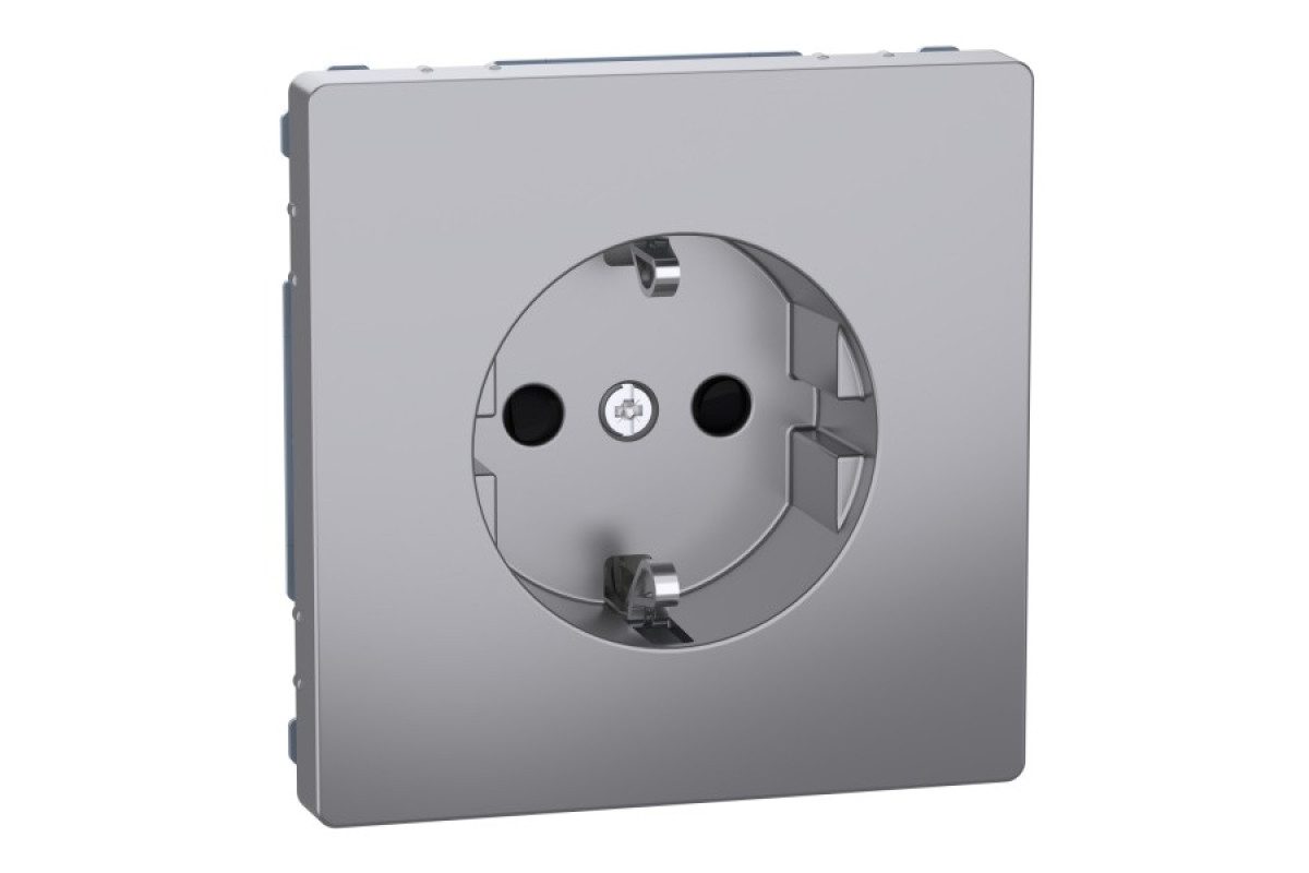 D-Life Розетка з заземленням і шторкою Нержавіюча сталь (MTN2300-6036)