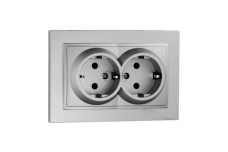 Розетка 2-а з заземленням, Mono Electric, DESPINA (срібло) (102-212104-120)