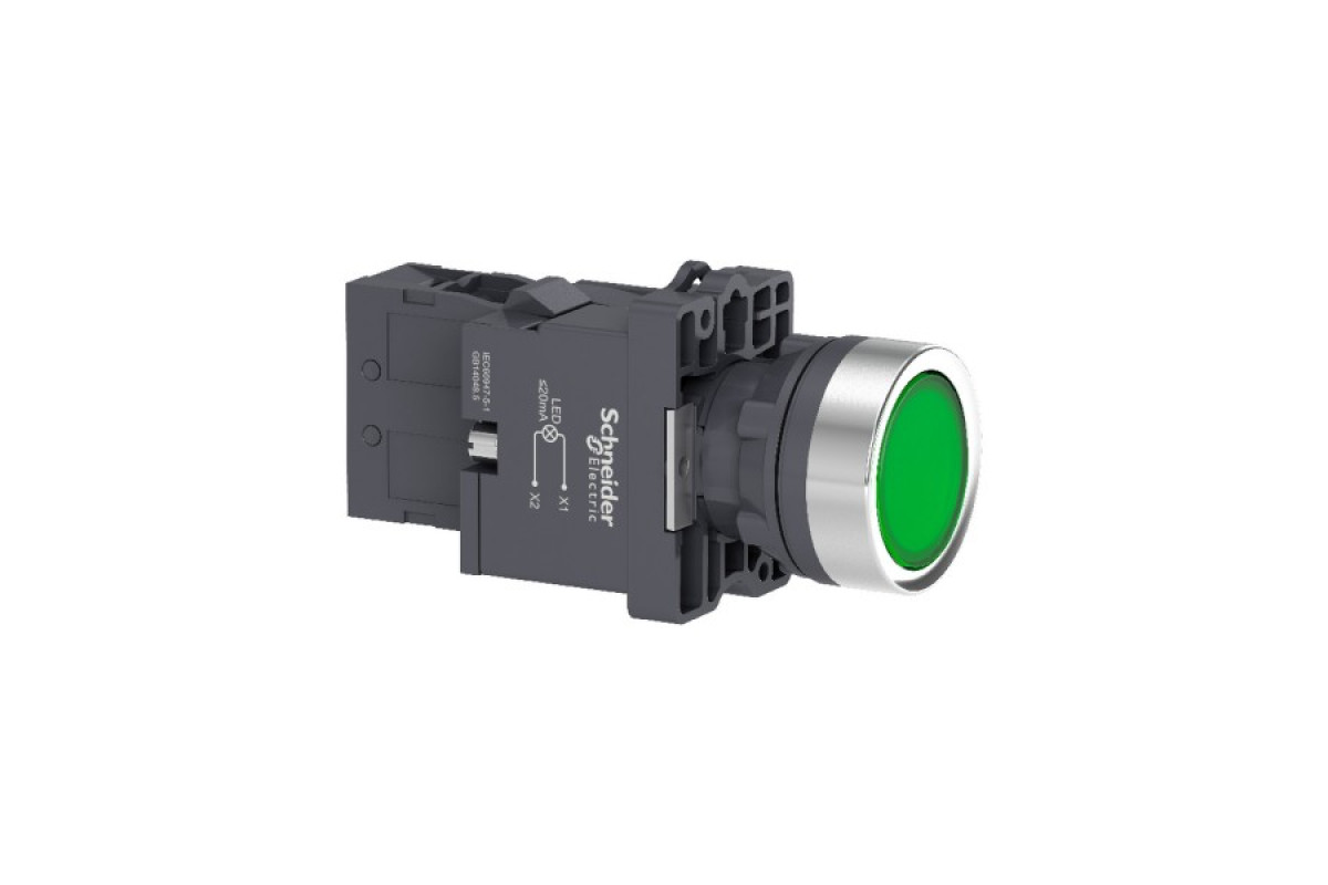 Кнопка з підсвічуванням з вбудованною світлодіодною лампою зеленого кольору, 1NO (XA2EW33M1)