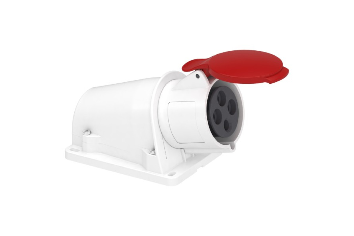 Розетка PRATIKA, кутова, настінна, 32A, 3P + E, 380-415 B AC, з'єднання гвинтами (PKF32W434)