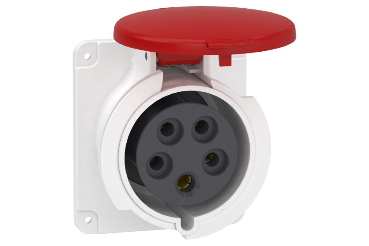 Розетка PRATIKA, пряма, 32A, 3P + N + E, 380-415 B AC, з'єднання гвинтами, панельна (PKF32G435)