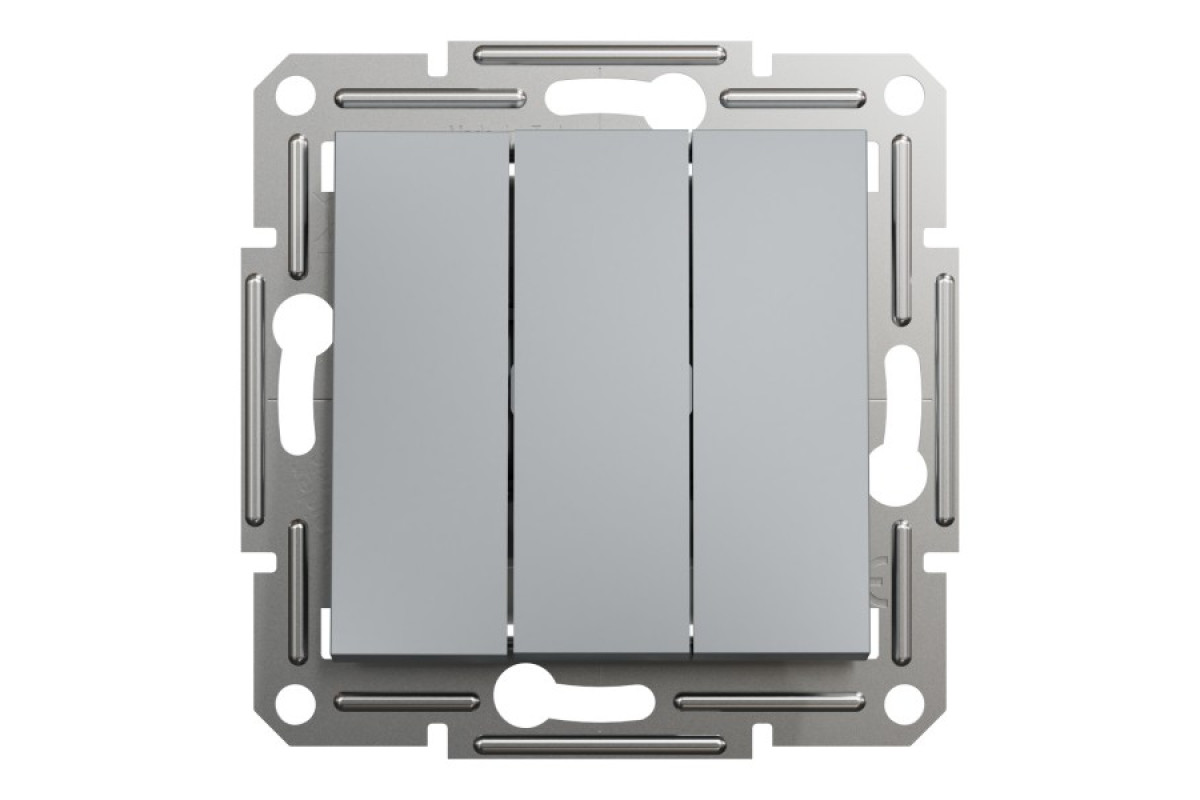 Вимикач трьохклавішний Сталь Asfora (EPH2100162)