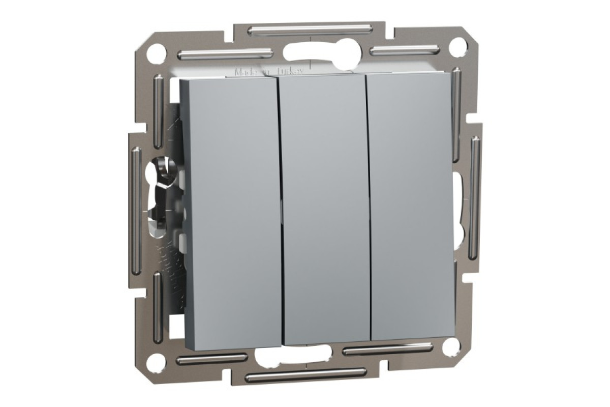 Вимикач трьохклавішний Сталь Asfora (EPH2100162)