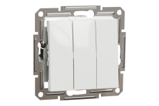 Вимикач трьохклавішний, білий, Asfora, без рамки (EPH2170121)