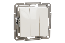 Вимикач трьохклавішний, кремовий, Asfora, без рамки (EPH2170123)
