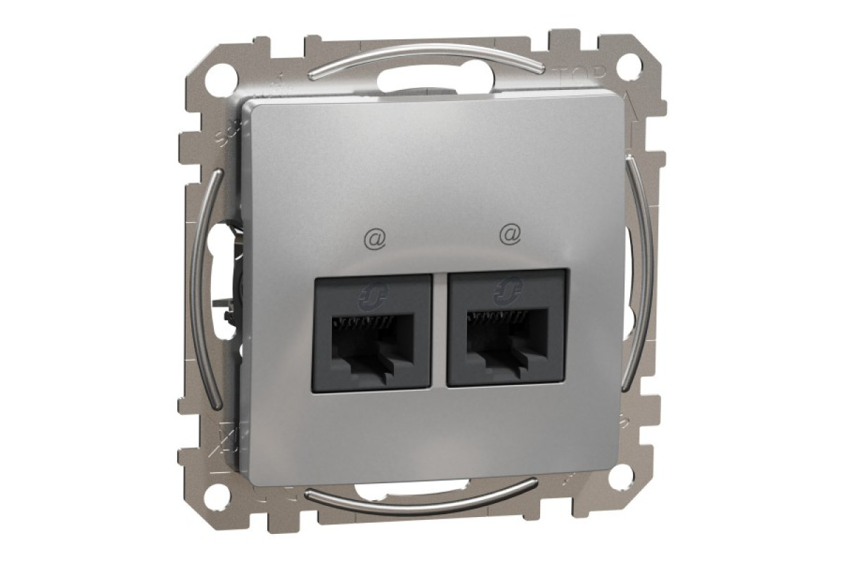 Два роз’єми RJ45 категорія 5E UTP Алюміній Sedna Design (SDD113452)