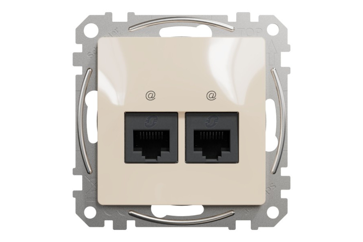 Два роз’єми RJ45 категорія 5E UTP Бежевий Sedna Design (SDD112452)