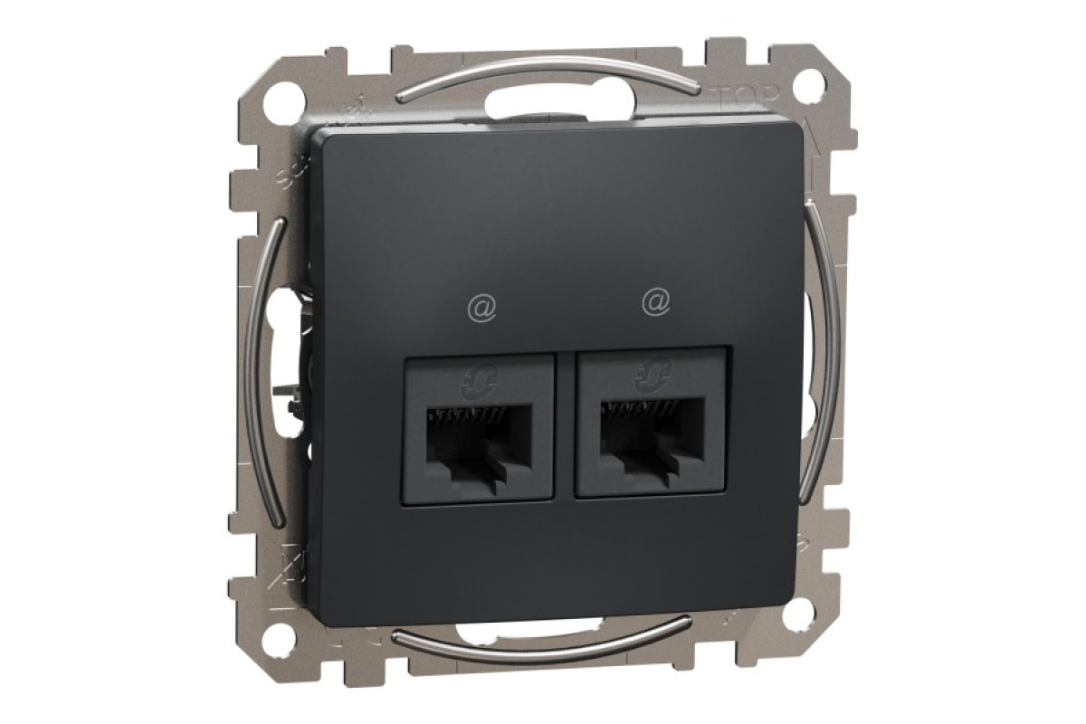 Два роз’єми RJ45 категорія 5E UTP Чорний Sedna Design (SDD114452)