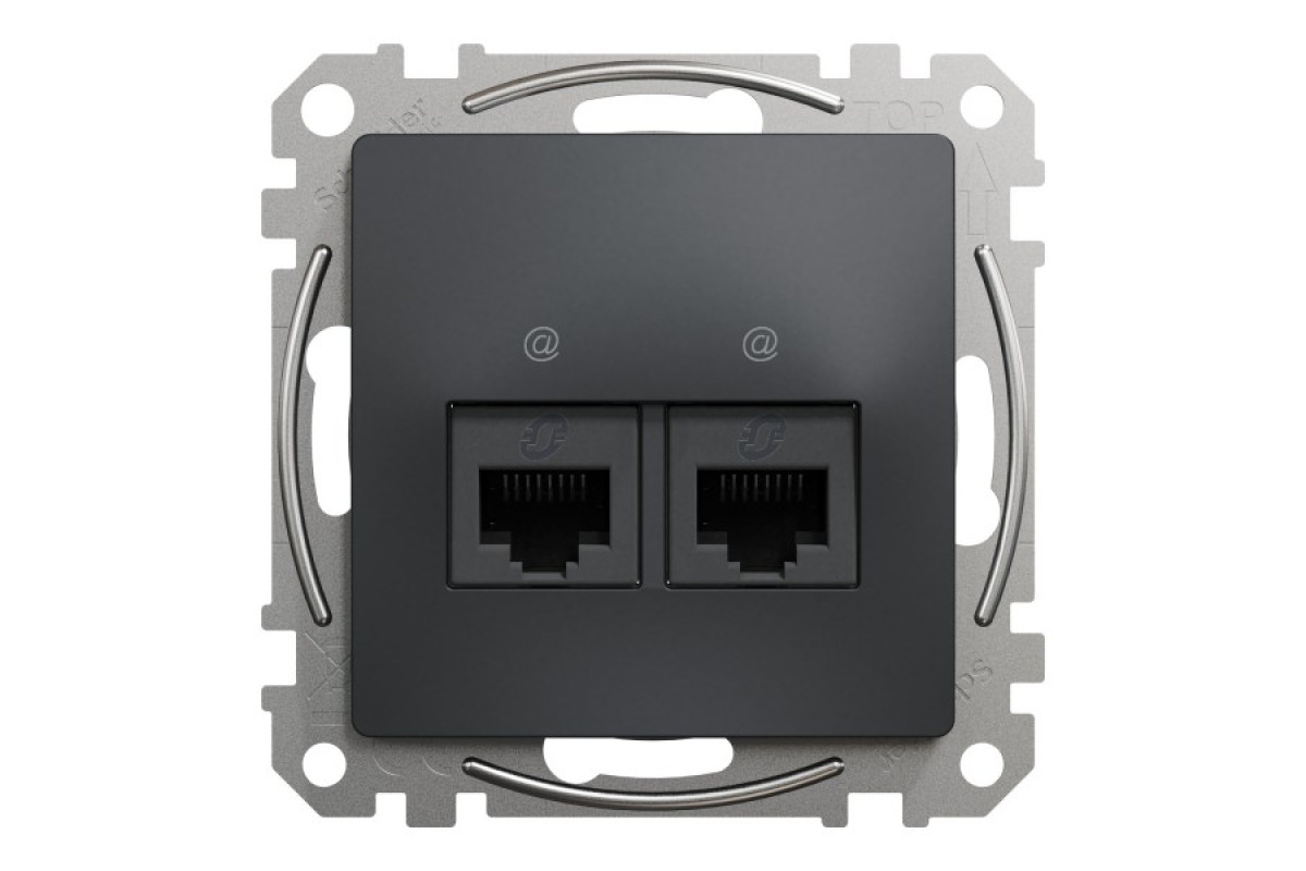 Два роз’єми RJ45 категорія 5E UTP Чорний Sedna Design (SDD114452)