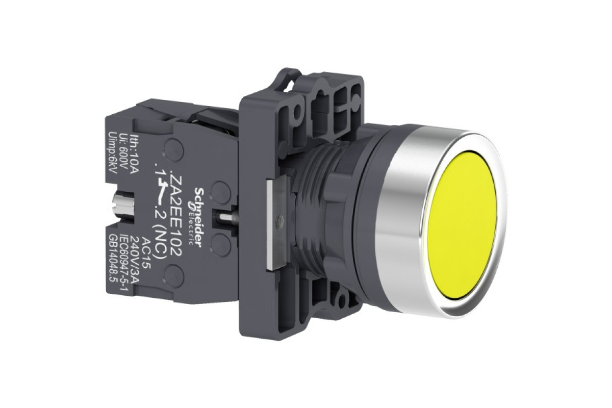 Кнопка ХА2 з натисканням потай жовтого кольору з пружинним поверненням, 1NO (XA2EA51)