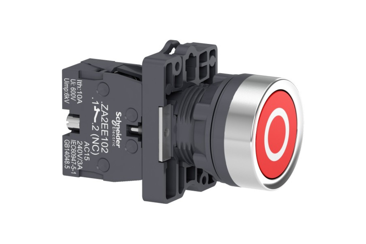 Кнопка ХА2 з натисканням потай червоного кольору з пружинним поверненням, 1NC, (XA2EA4322)