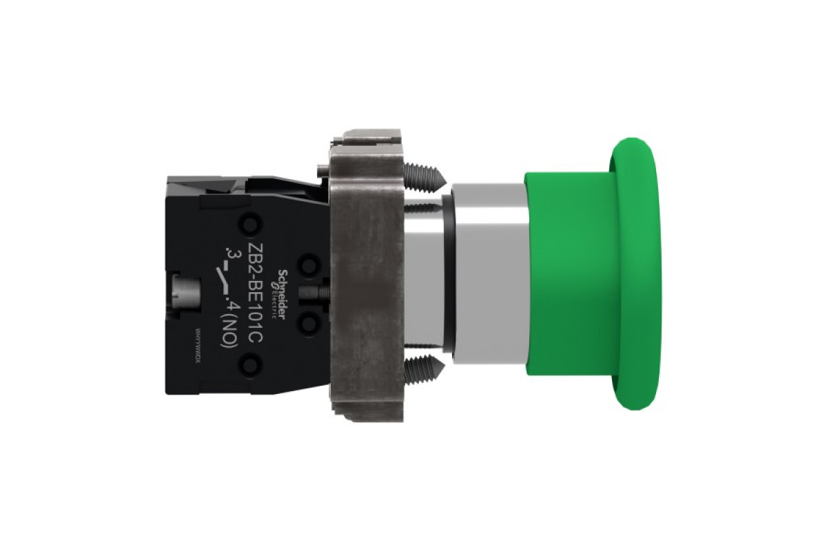 Кнопка, Easy Harmony XB2, метал, зелена, 1NO (XB2BC31C)