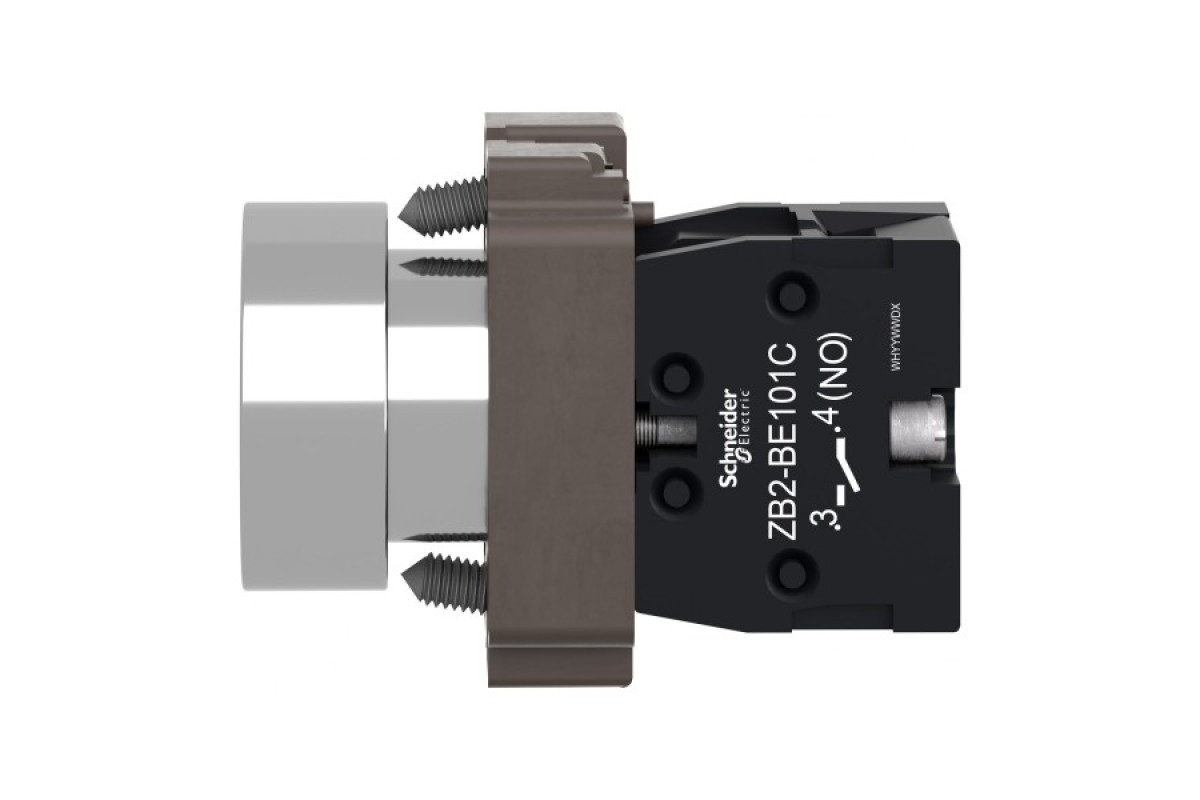 Кнопка, Easy Harmony XB2, металева, біла, пружинне повернення, 1NO (XB2BA11C)