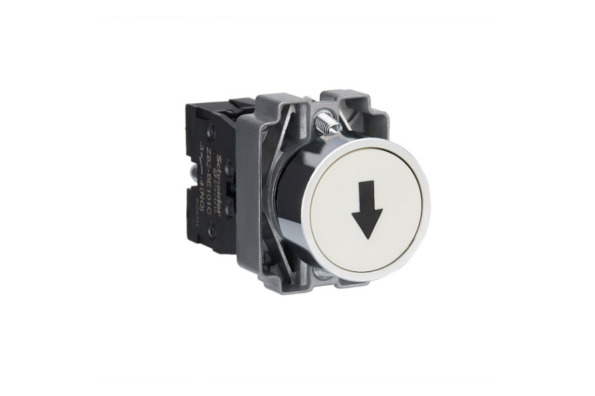 Кнопка, Easy Harmony XB2, металева, біла, пружинне повернення, 1NO (XB2BA3341C)