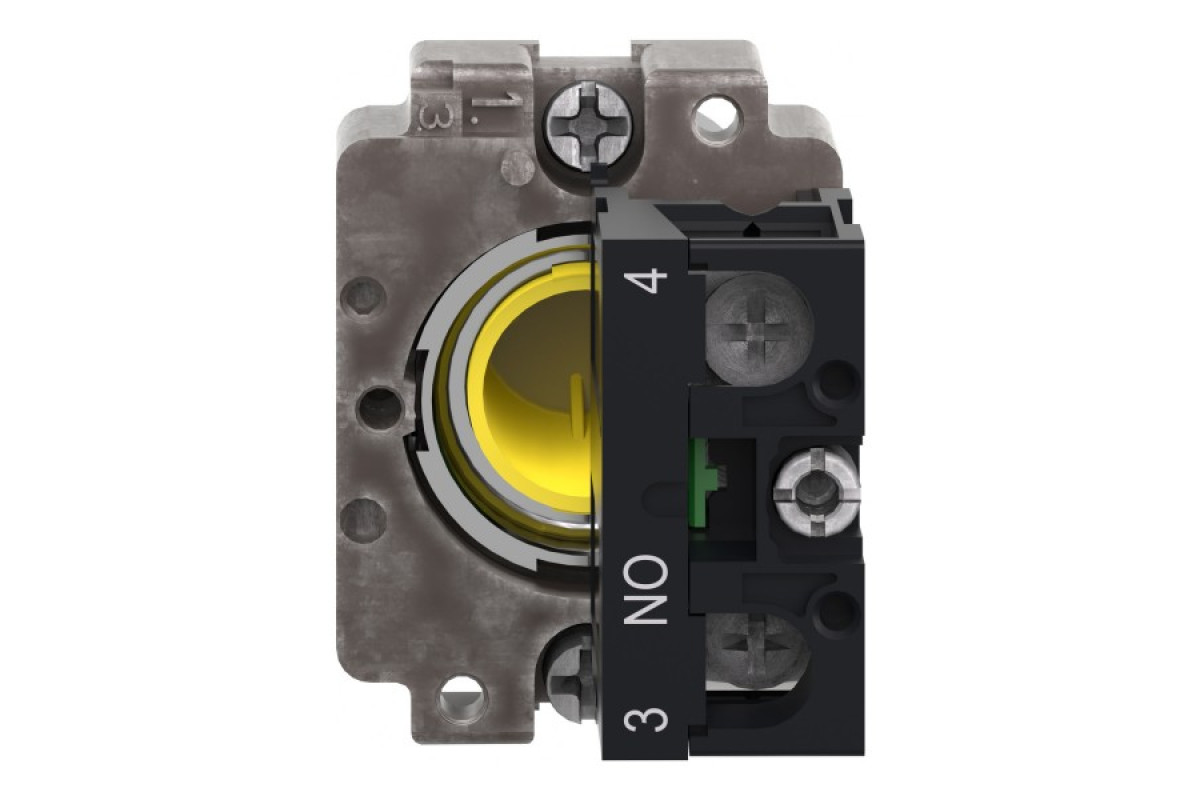 Кнопка, Easy Harmony XB2, металева, жовта, пружинне повернення, 1NO (XB2BA51C)