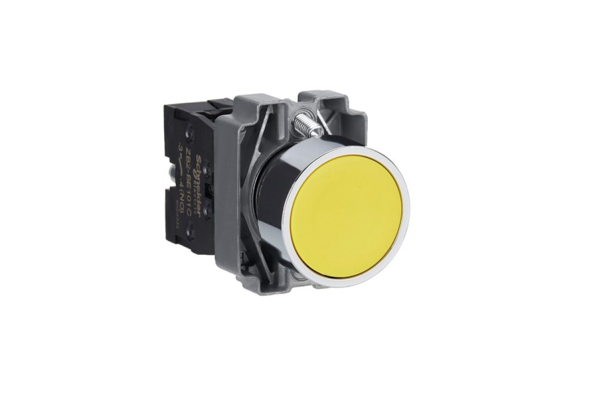 Кнопка, Easy Harmony XB2, металева, жовта, пружинне повернення, 1NO (XB2BA51C)