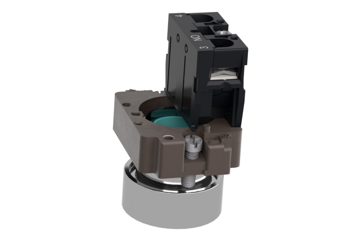 Кнопка, Easy Harmony XB2, металлическая, зеленая, пружинный возврат, 1NO (XB2BA31C)