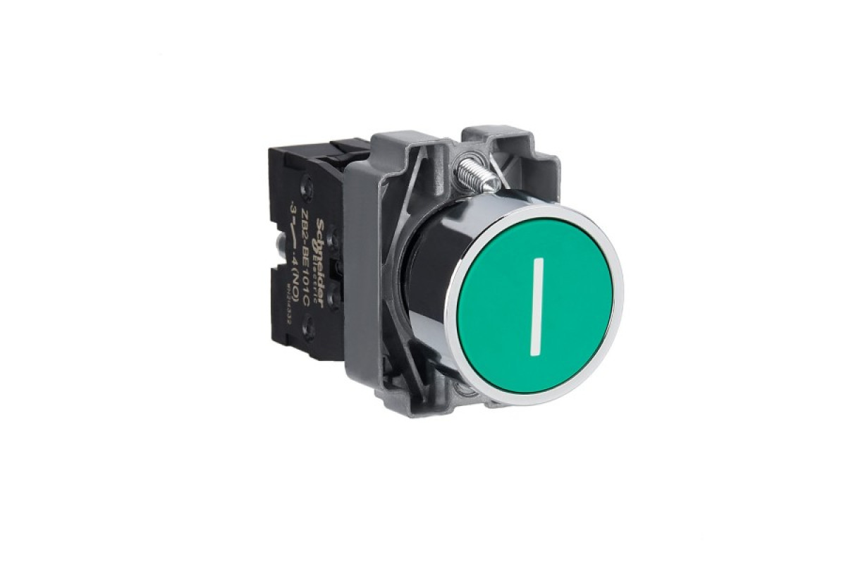 Кнопка, Easy Harmony XB2, металлическая, зеленая, пружинный возврат, 1NO (XB2BA3311C)