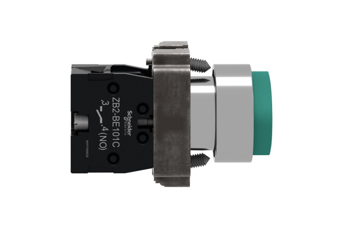 Кнопка, Easy Harmony XB2, металлическая, зеленая, пружинный возврат, 1NO (XB2BL31C)