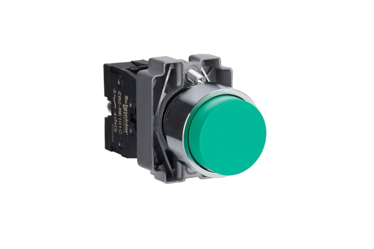 Кнопка, Easy Harmony XB2, металлическая, зеленая, пружинный возврат, 1NO (XB2BL31C)