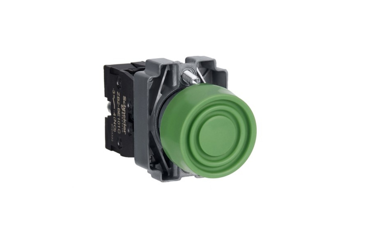 Кнопка, Easy Harmony XB2, металева, зелена, пружинне повернення, 1NO (XB2BP31C)