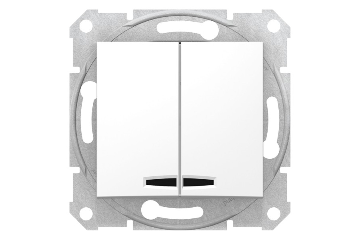 Двоклавішний вимикач з підсвіткою Sedna Scnheider Electric білий (SDN0300321)