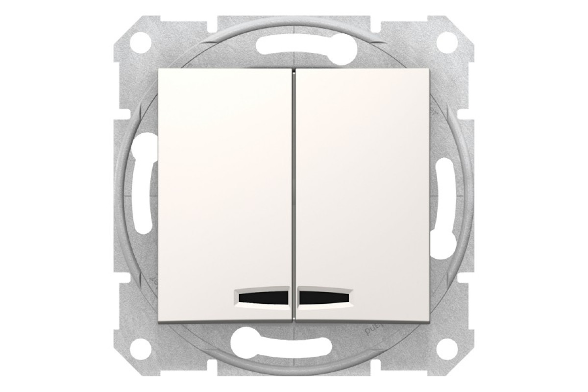 Двоклавішний вимикач з підсвіткою Sedna Scnheider Electric слонова кістка (SDN0300323)