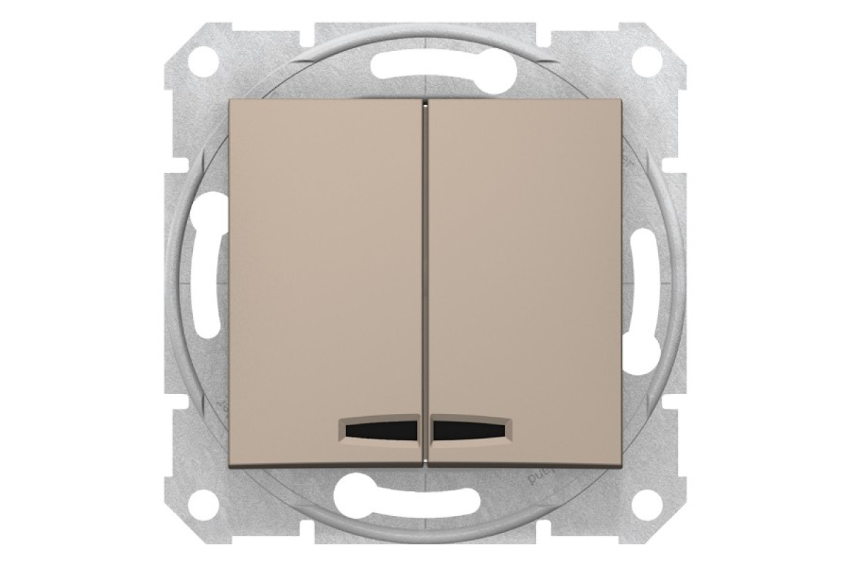 Двоклавішний вимикач з підсвіткою Sedna Scnheider Electric титан (SDN0300368)