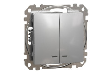 Двоклавішний вимикач з підсвіткою Алюміній Sedna Design (SDD113105L)