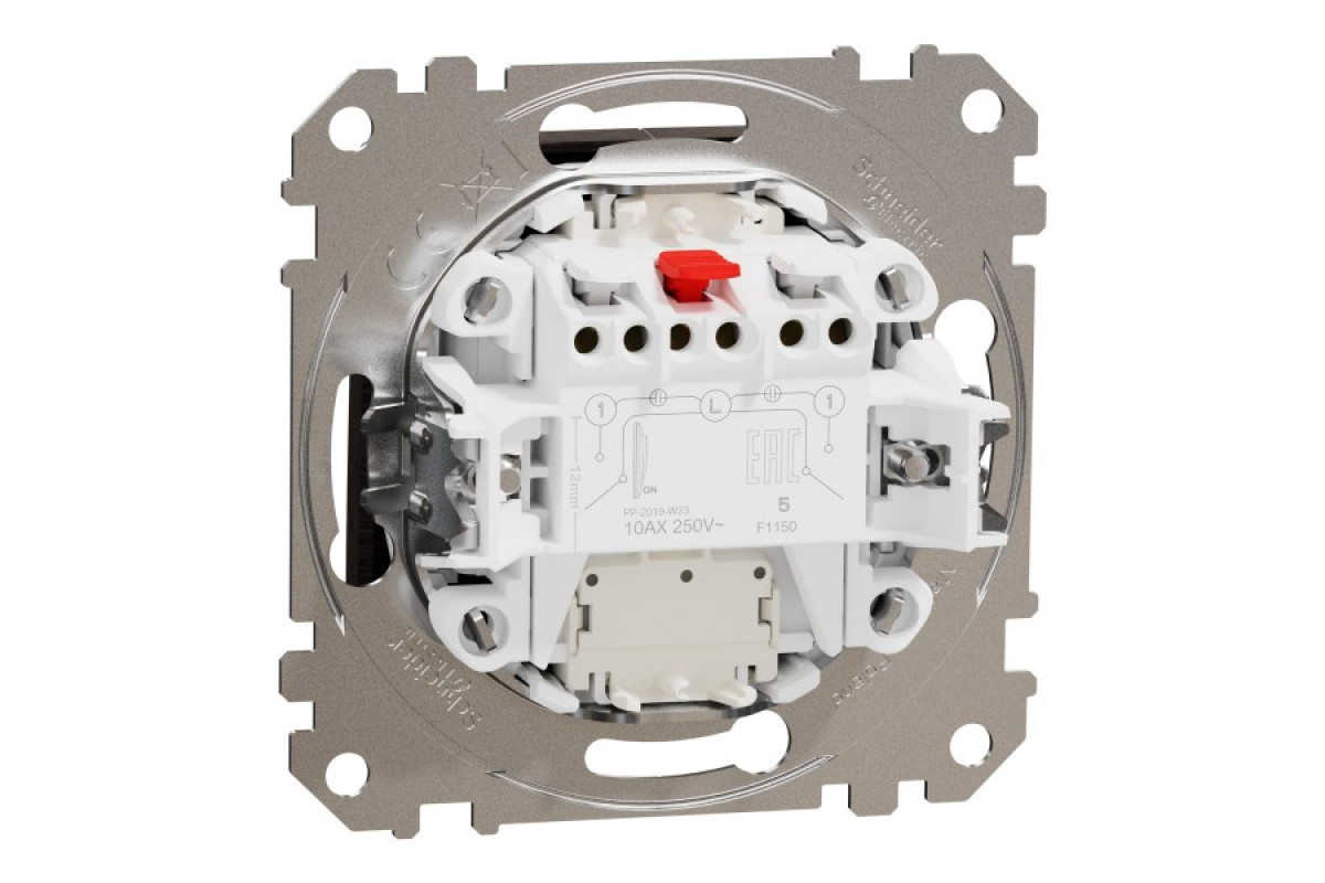 Двухклавишный выключатель с синей LED подсветкой 10 АХ Венге Sedna Elements (SDD181105L)