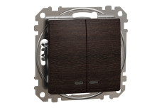 Двоклавішний вимикач з синьою LED підсвіткою 10 АХ Венге Sedna Elements (SDD181105L)