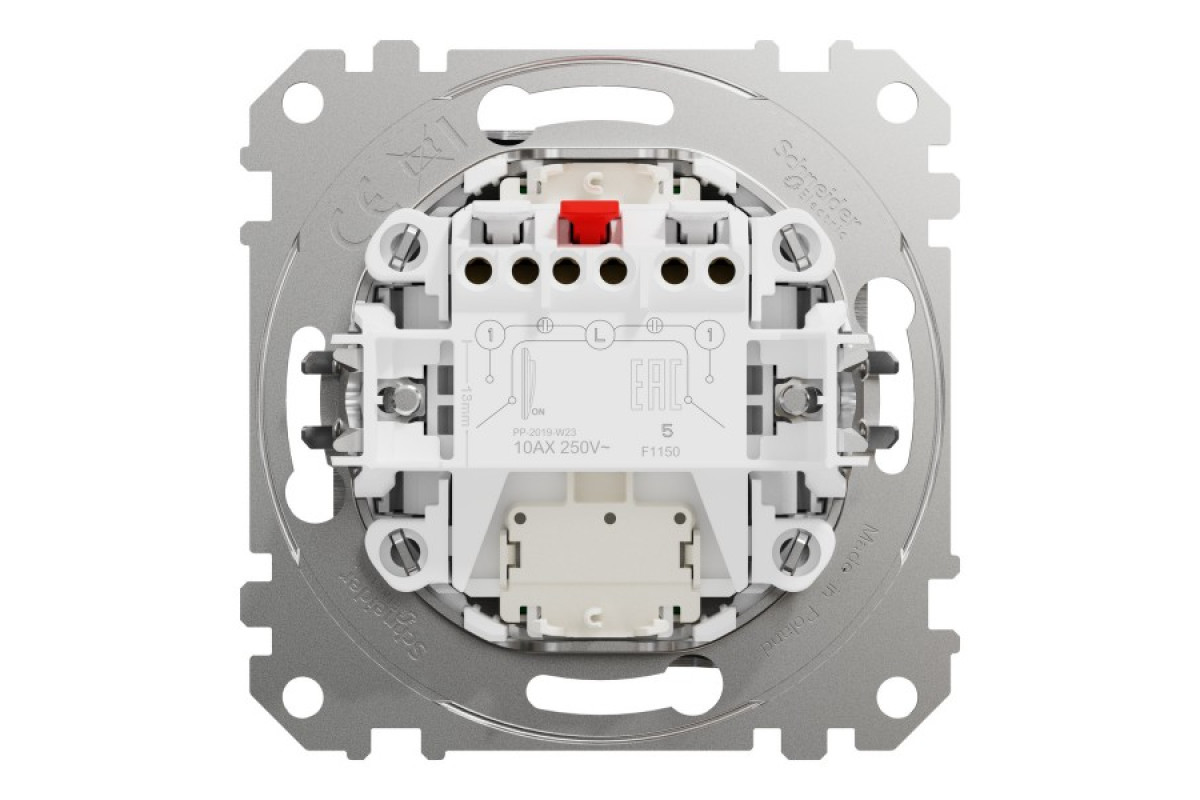 Двоклавішний вимикач з синьою LED підсвіткою 10 АХ Матовий Алюміній Sedna Elements (SDD170105L)
