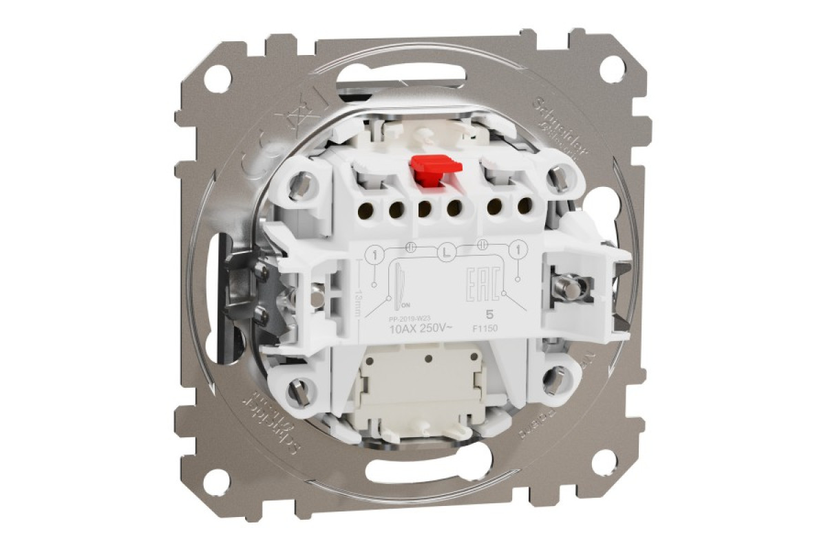 Двоклавішний вимикач з синьою LED підсвіткою 10 АХ Матовий Алюміній Sedna Elements (SDD170105L)