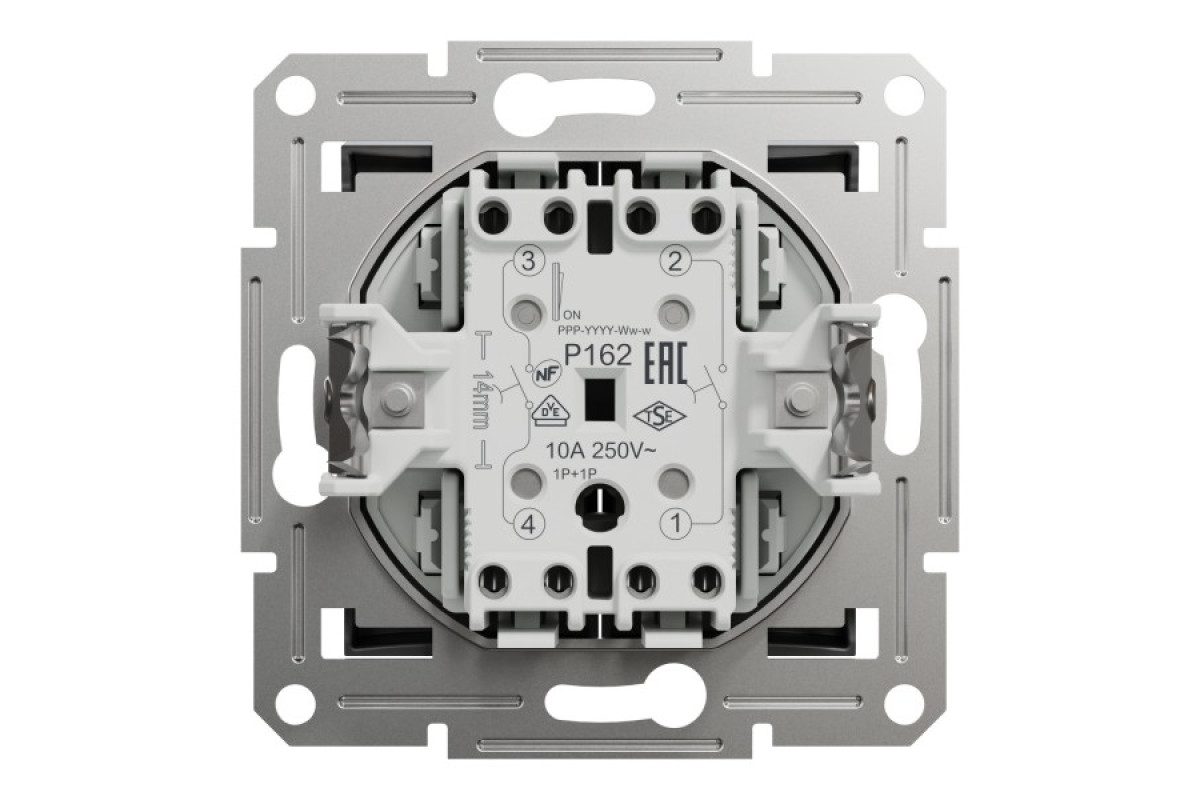 Двоклавішний вимикач кнопковий, Самозажимний, Asfora Антрацит (EPH1100171)