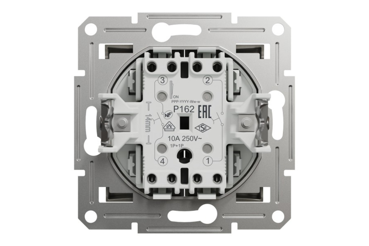 Двоклавішний вимикач кнопковий, Самозажимний, Asfora Бронза (EPH1100169)