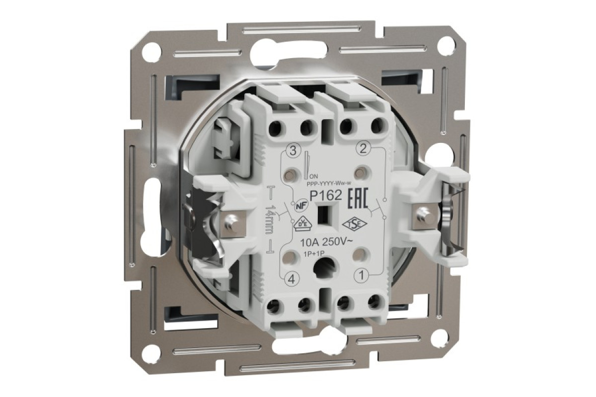 Двоклавішний вимикач кнопковий, Самозажимний, Asfora Сталь (EPH1100162)