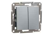 Двоклавішний вимикач кнопковий, Самозажимний, Asfora Сталь (EPH1100162)