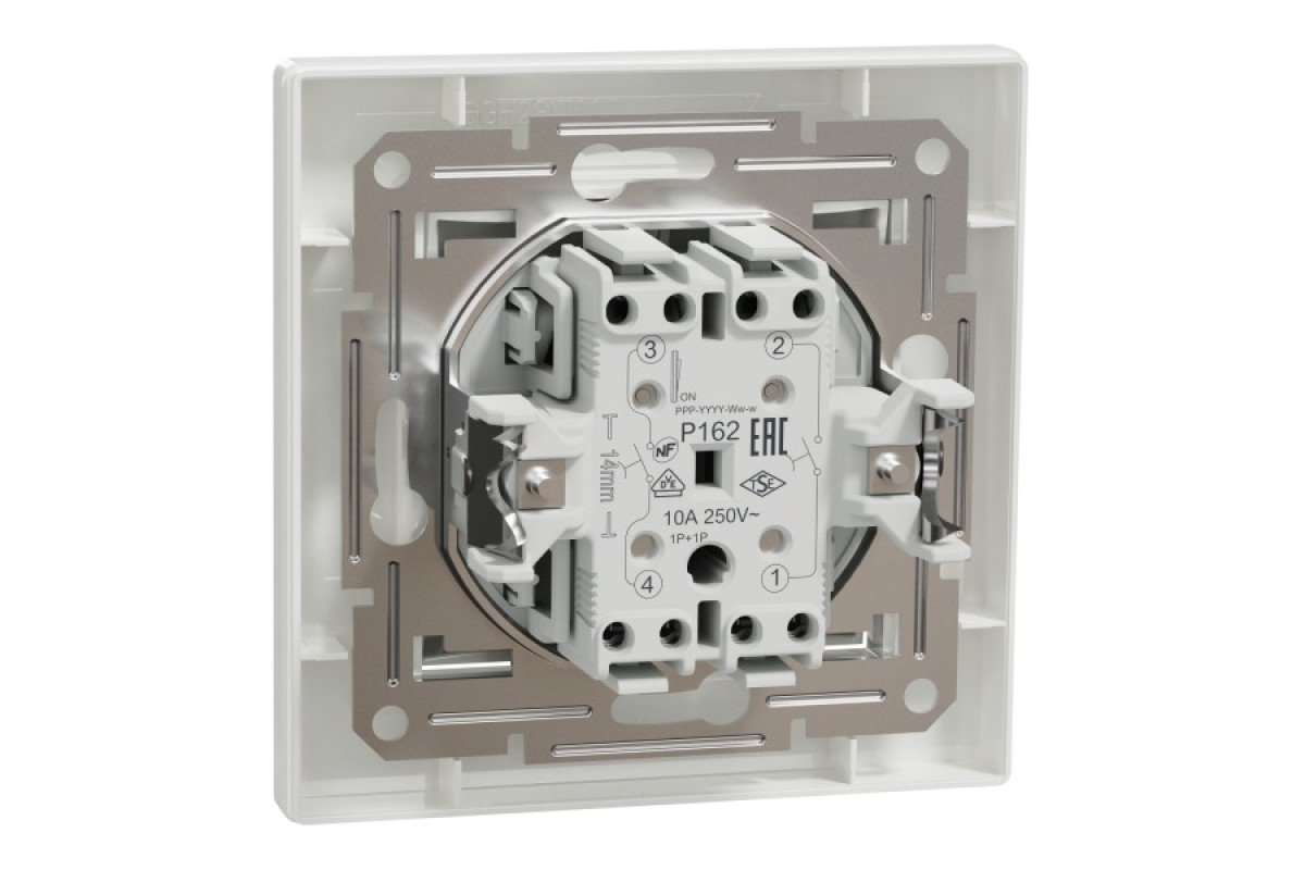 Двоклавішний кнопковий вимикач, самозажимний, Білий Asfora (EPH1100121)