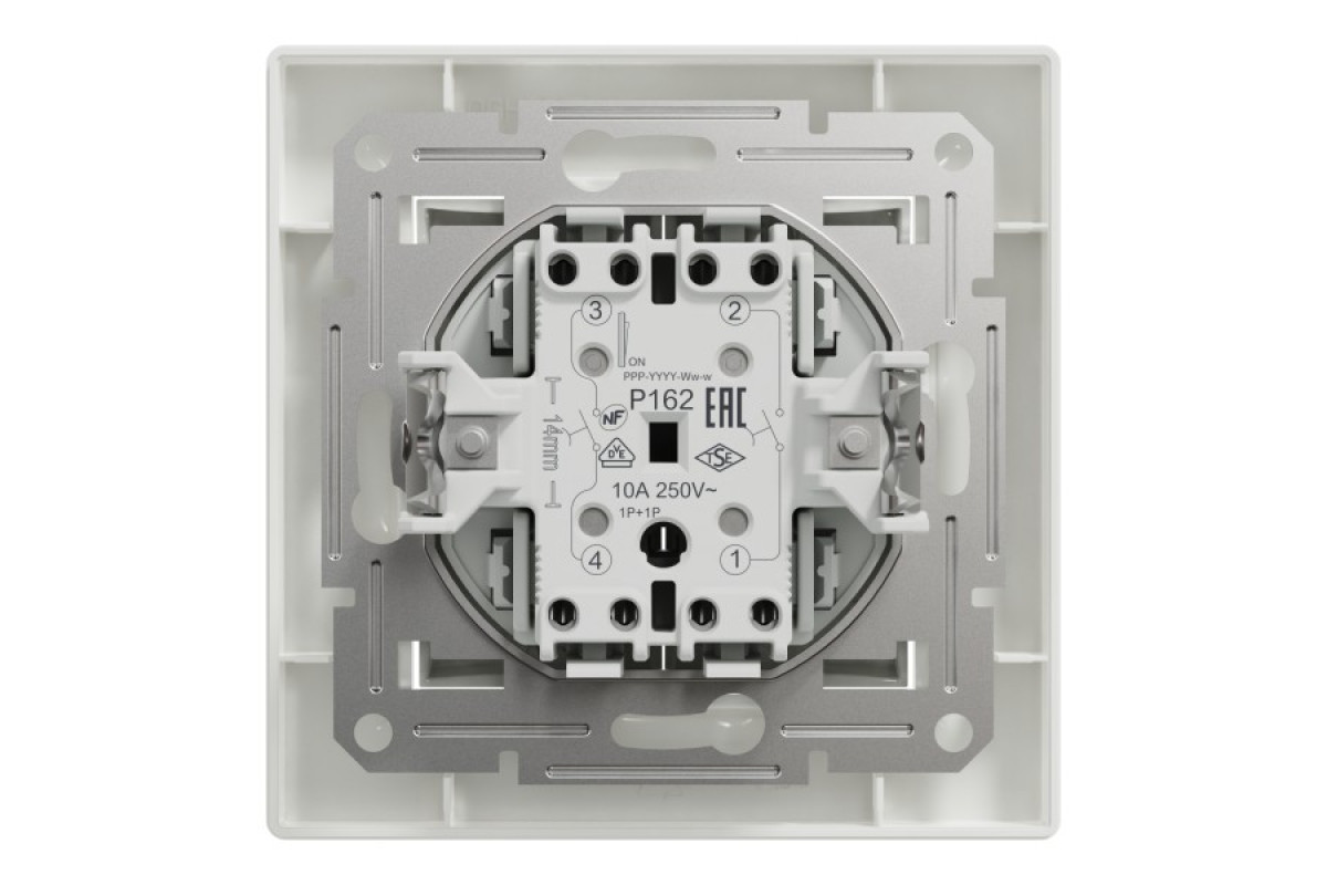 Двоклавішний кнопковий вимикач, самозажимний, Білий Asfora (EPH1100121)