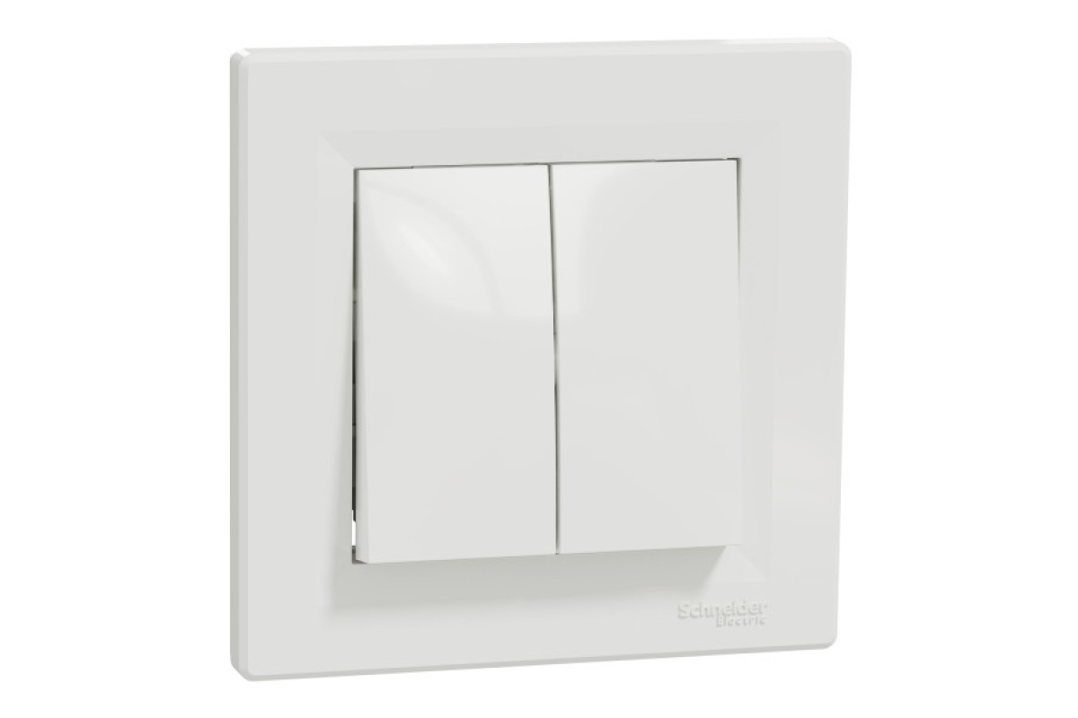 Двоклавішний кнопковий вимикач, самозажимний, Білий Asfora (EPH1100121)