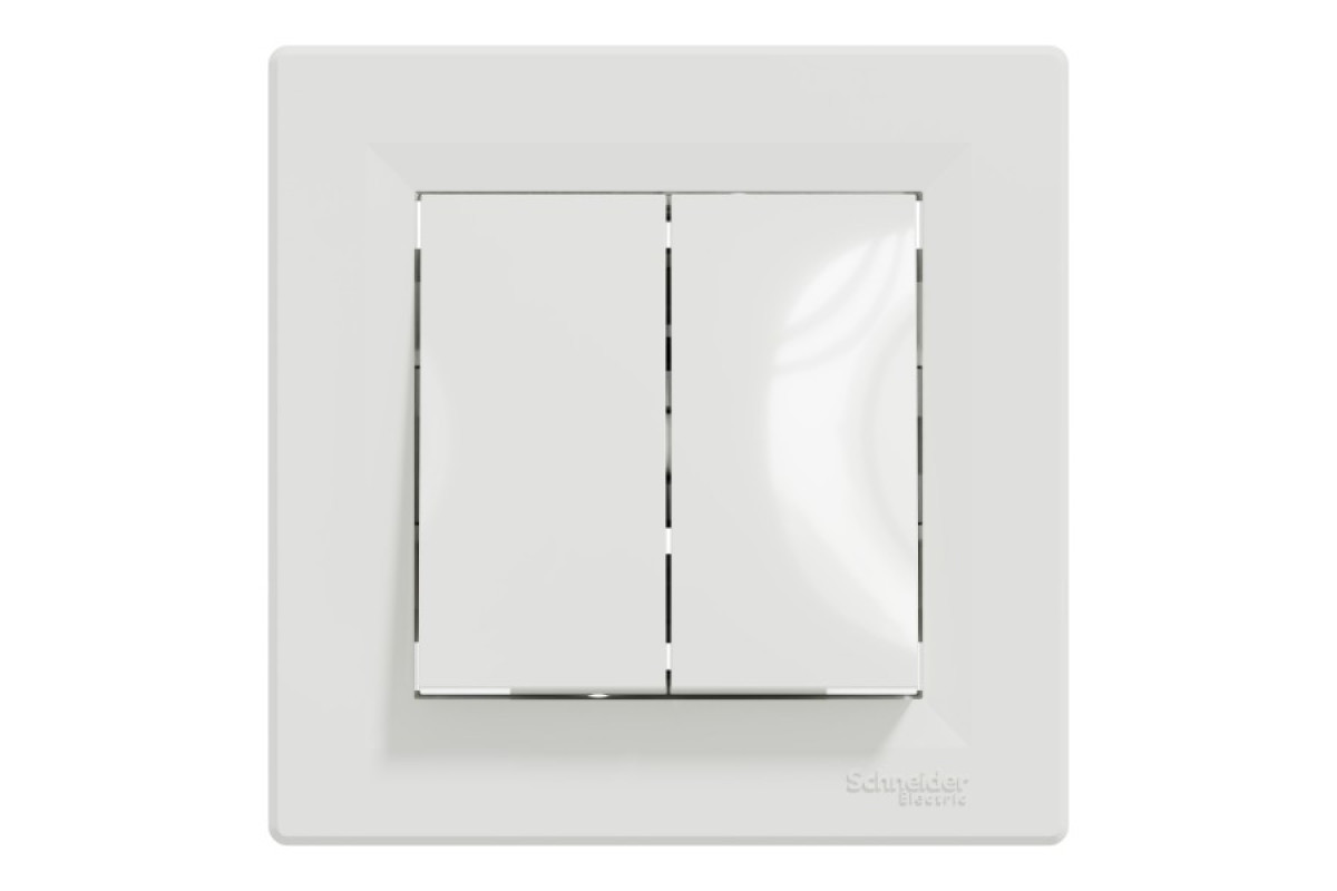 Двоклавішний кнопковий вимикач, самозажимний, Білий Asfora (EPH1100121)