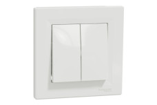 Двоклавішний кнопковий вимикач, самозажимний, Білий Asfora (EPH1100121)